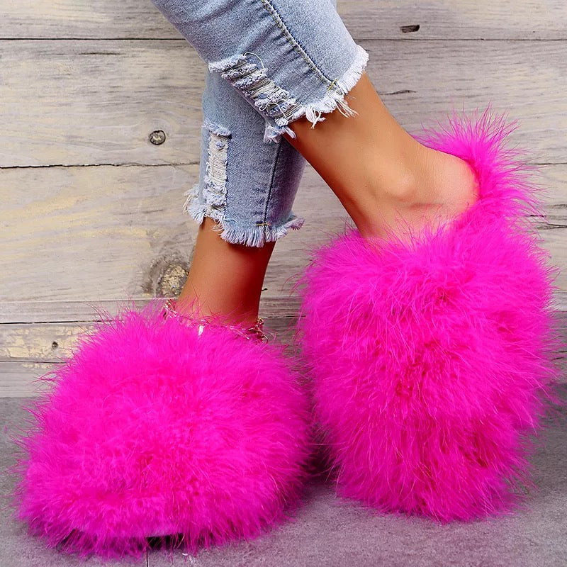 Fluffy Faux Fur Slippers