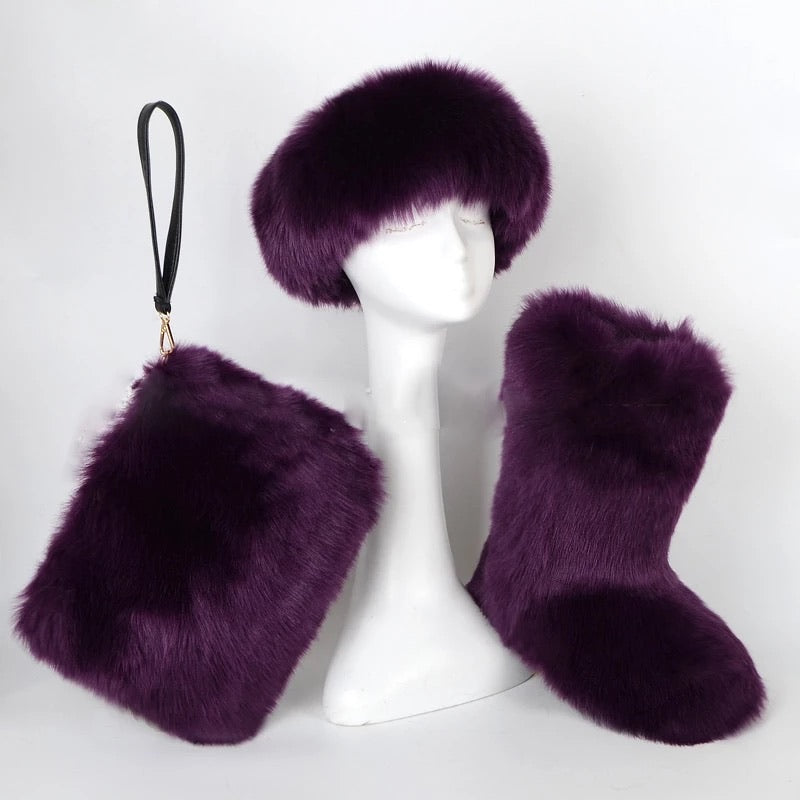 Faux Fur 3 Piece Boot Set